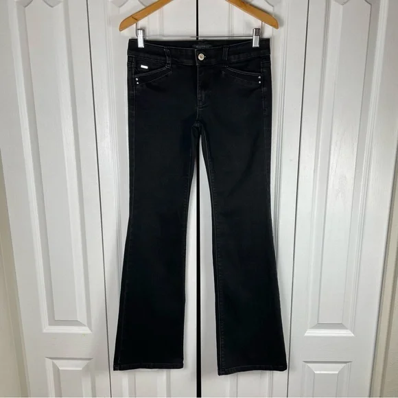 WHBM Modern Flare Jeans Women’s 4 Black Embellished Y2K Gorpcore Goth Casual - Picture 2 of 16